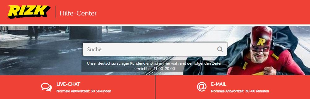 Kontaktiere Rizk Kundendienst per Live-Chat oder E-Mail sofort