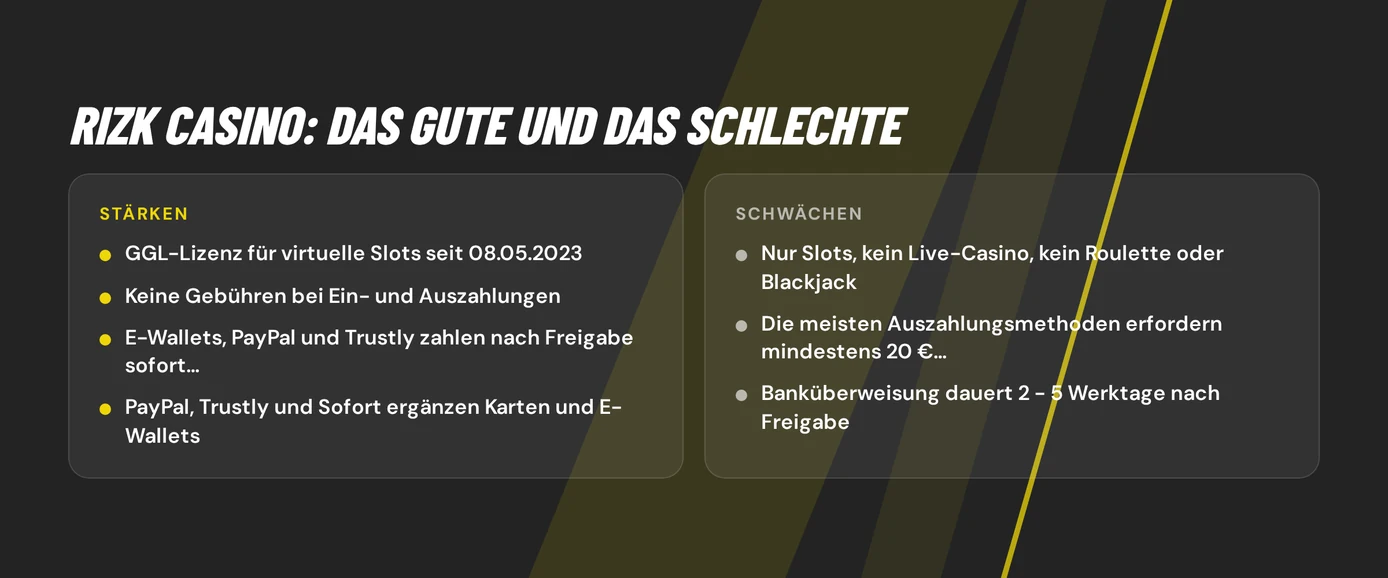 Prüfe Casino Stärken-Schwächen-Übersicht