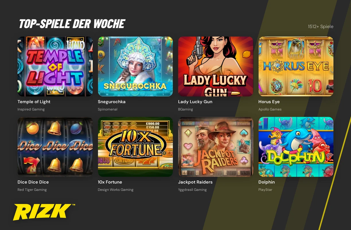 Filtere wöchentliche Top-Slots.